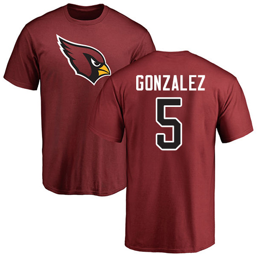 Arizona Cardinals Men Maroon Zane Gonzalez Name And Number Logo NFL Football #5 T Shirt